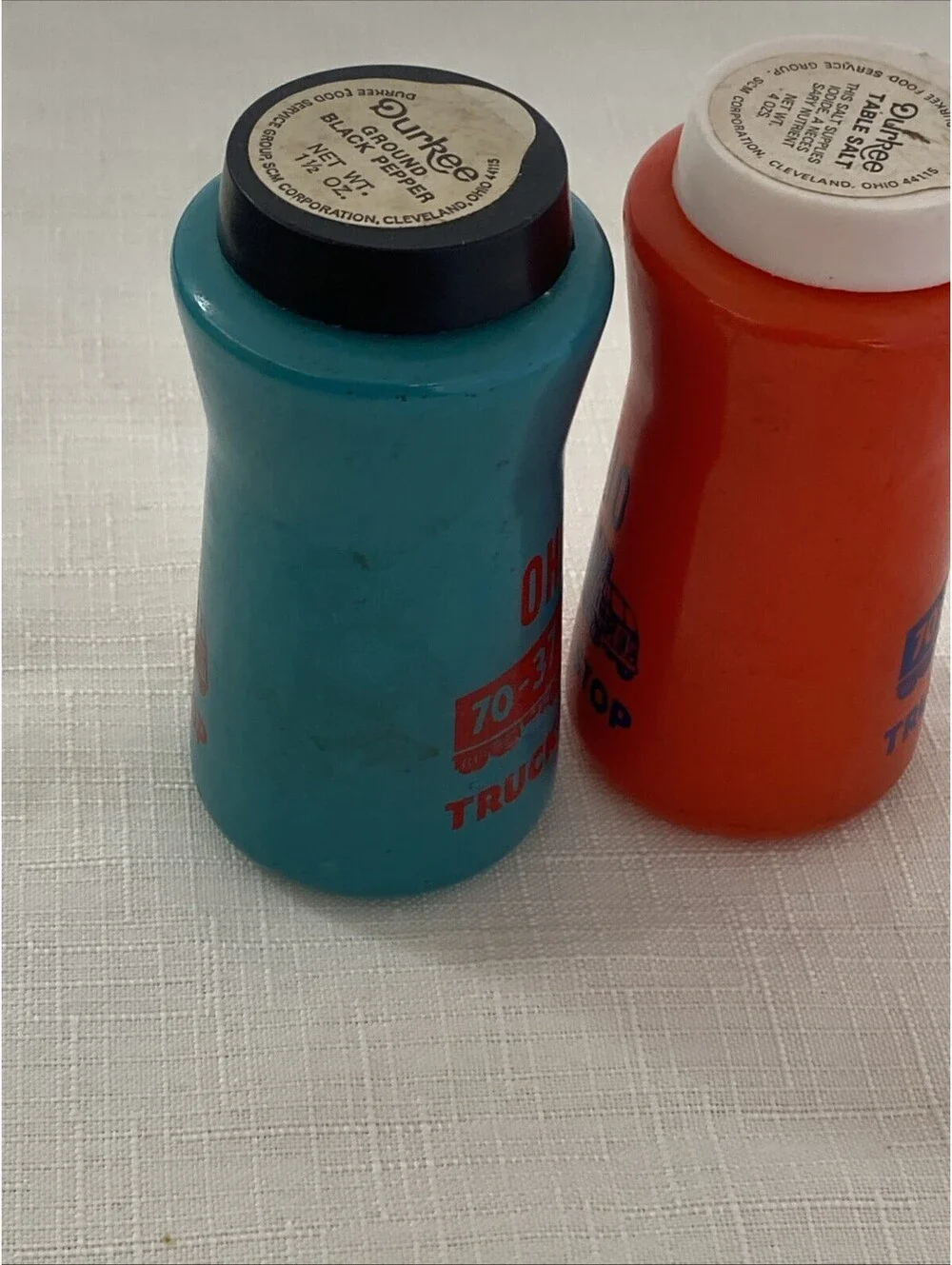 Vtg 70 - 37 Truck Stop Salt & Pepper Shakers Buckeye Lake Ohio Highway Durkee